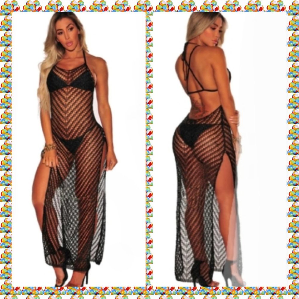 Black Net Swim Cover Up